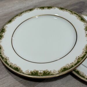 Vintage Noritake Warrington Green Gold Dessert Plates Set of 4 Cottagecore